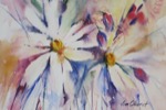 still life, floral, daisy, daisies, bouquet, original watercolor painting, oberst